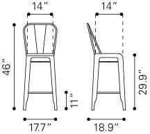 Zuo Elio Bar Chair - Set Of 2