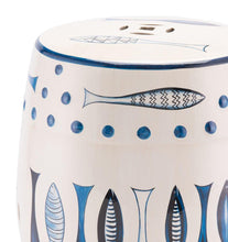 Zuo Fish Garden Seat White And Blue