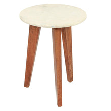 Zuo Axton End Table White Marble & Wood