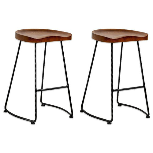 Mod Made Potter Wood Counter Stool Metal Leg 2-Pack