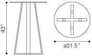 Zuo Lemon Drop Bar Table
